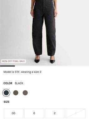 Everlane Women’s Fatigue Barrel Pant size 10